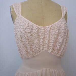 1950s Sculpted Nightgown Boudoir Van Raalte Pink Lace